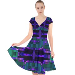 Abstract Pattern Desktop Wallpaper Cap Sleeve Front Wrap Midi Dress by Nexatart