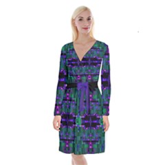 Abstract Pattern Desktop Wallpaper Long Sleeve Velvet Front Wrap Dress by Nexatart