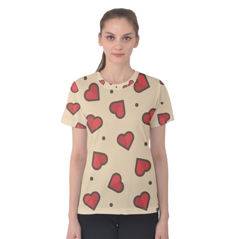 Design Love Heart Seamless Pattern Women s Cotton Tee by Nexatart