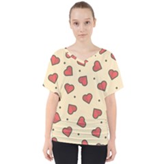 Design Love Heart Seamless Pattern V-neck Dolman Drape Top by Nexatart