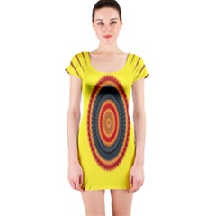 Art Decoration Wallpaper Bright Short Sleeve Bodycon Dress by Nexatart