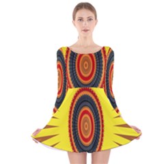 Art Decoration Wallpaper Bright Long Sleeve Velvet Skater Dress by Nexatart