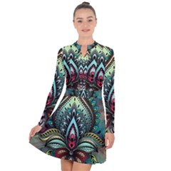 Decoration Pattern Ornate Art Long Sleeve Panel Dress