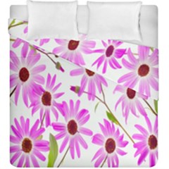 Pink Purple Daisies Design Flowers Duvet Cover Double Side (king Size) by Nexatart