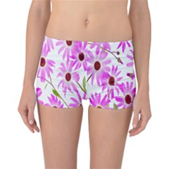 Pink Purple Daisies Design Flowers Reversible Boyleg Bikini Bottoms by Nexatart