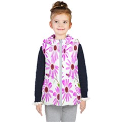 Pink Purple Daisies Design Flowers Kid s Hooded Puffer Vest by Nexatart