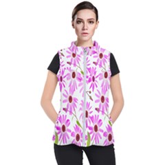 Pink Purple Daisies Design Flowers Women s Puffer Vest by Nexatart