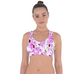 Pink Purple Daisies Design Flowers Cross String Back Sports Bra