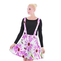 Pink Purple Daisies Design Flowers Suspender Skater Skirt by Nexatart