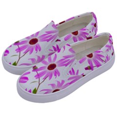 Pink Purple Daisies Design Flowers Kids  Canvas Slip Ons by Nexatart