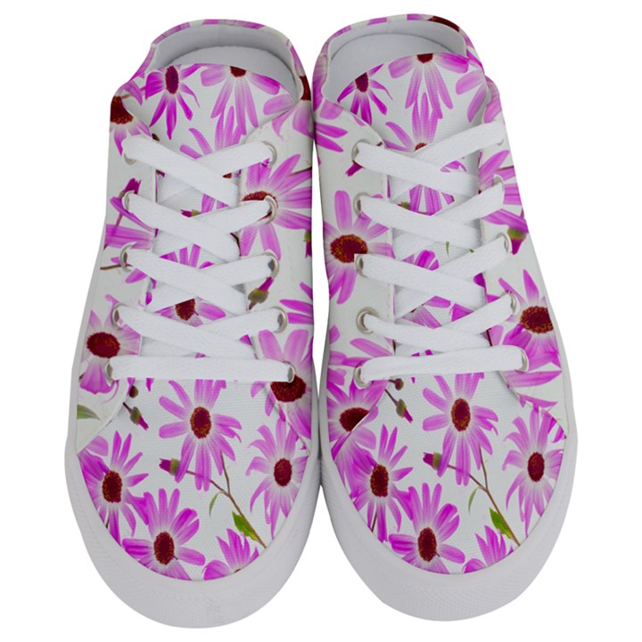 Pink Purple Daisies Design Flowers Half Slippers