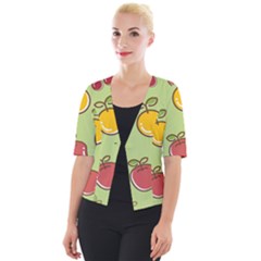 Seamless Pattern Healthy Fruit Cropped Button Cardigan