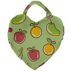 Seamless Pattern Healthy Fruit Giant Heart Shaped Tote by Nexatart