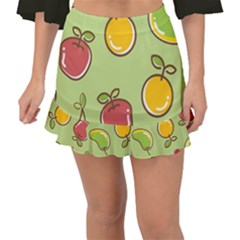 Seamless Pattern Healthy Fruit Fishtail Mini Chiffon Skirt