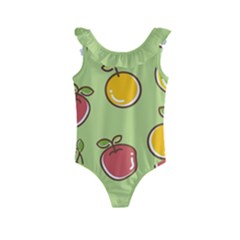 Seamless Pattern Healthy Fruit Kids  Frill Swimsuit by Nexatart