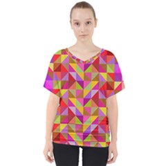 Geometric V-neck Dolman Drape Top by luizavictorya72