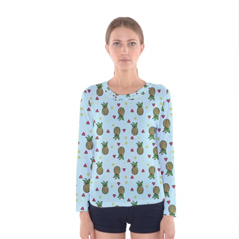 Pineapple Watermelon Fruit Lime Women s Long Sleeve Tee by Nexatart