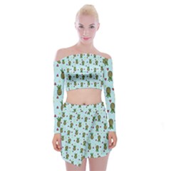 Pineapple Watermelon Fruit Lime Off Shoulder Top With Mini Skirt Set by Nexatart