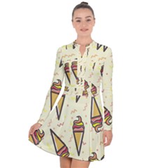 Pattern Sweet Seamless Background Long Sleeve Panel Dress