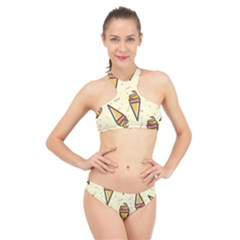 Pattern Sweet Seamless Background High Neck Bikini Set