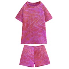 Pink Background Abstract Texture Kids  Swim Tee And Shorts Set by Nexatart