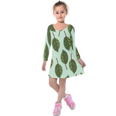 Design Pattern Background Green Kids  Long Sleeve Velvet Dress by Nexatart