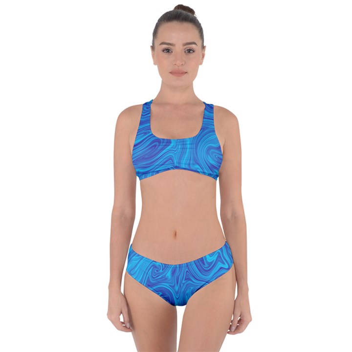 Abstract Pattern Art Desktop Shape Criss Cross Bikini Set