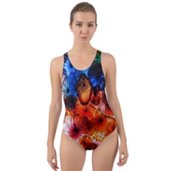 Ornament Color Vivid Pattern Art Cut-out Back One Piece Swimsuit