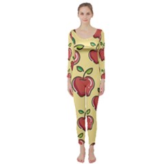 Seamless Pattern Healthy Fruit Long Sleeve Catsuit by Nexatart