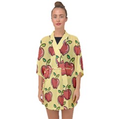 Seamless Pattern Healthy Fruit Half Sleeve Chiffon Kimono