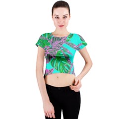 Painting Oil Leaves Nature Reason Crew Neck Crop Top by Nexatart