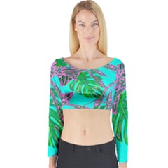 Painting Oil Leaves Nature Reason Long Sleeve Crop Top by Nexatart