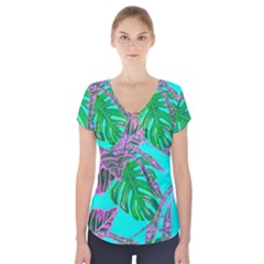 Painting Oil Leaves Nature Reason Short Sleeve Front Detail Top by Nexatart