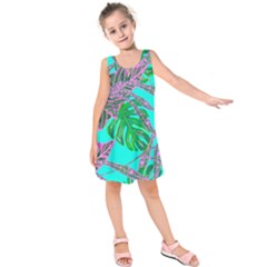 Painting Oil Leaves Nature Reason Kids  Sleeveless Dress by Nexatart