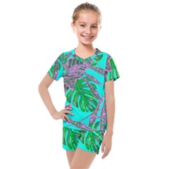 Painting Oil Leaves Nature Reason Kids  Mesh Tee And Shorts Set