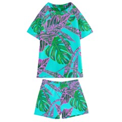 Painting Oil Leaves Nature Reason Kids  Swim Tee And Shorts Set