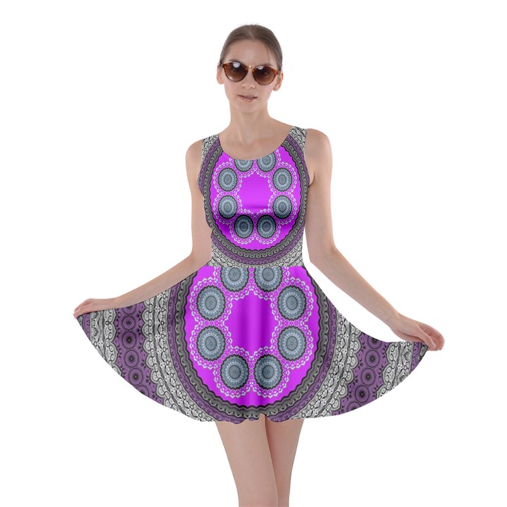 Round Pattern Ethnic Design Skater Dress