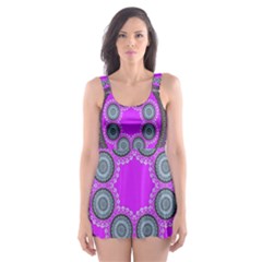 Round Pattern Ethnic Design Skater Dress Swimsuit by Nexatart