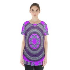 Round Pattern Ethnic Design Skirt Hem Sports Top by Nexatart