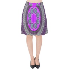 Round Pattern Ethnic Design Velvet High Waist Skirt by Nexatart