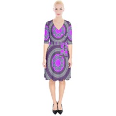 Round Pattern Ethnic Design Wrap Up Cocktail Dress by Nexatart