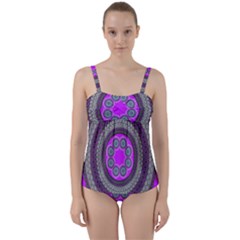 Round Pattern Ethnic Design Twist Front Tankini Set by Nexatart