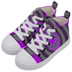 Round Pattern Ethnic Design Kid s Mid-top Canvas Sneakers by Nexatart