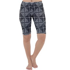 Pattern Op Art Black White Grey Cropped Leggings  by Nexatart