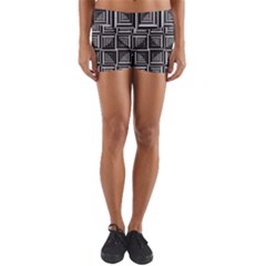 Pattern Op Art Black White Grey Yoga Shorts by Nexatart