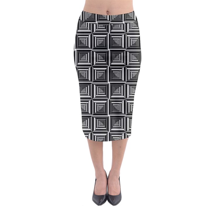 Pattern Op Art Black White Grey Midi Pencil Skirt