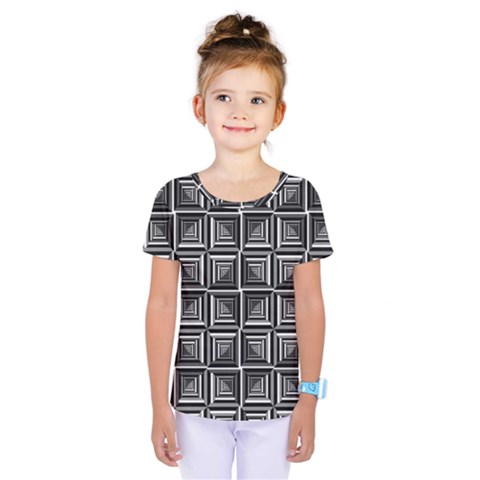 Pattern Op Art Black White Grey Kids  One Piece Tee by Nexatart