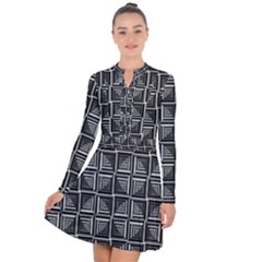 Pattern Op Art Black White Grey Long Sleeve Panel Dress by Nexatart