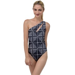 Pattern Op Art Black White Grey To One Side Swimsuit