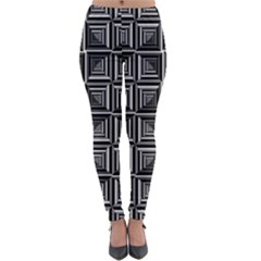 Pattern Op Art Black White Grey Lightweight Velour Leggings